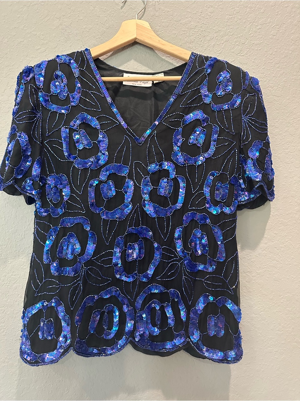 Laurence Kazar Silk Sequin Beaded Top Lined Sz PL Women’s